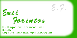 emil forintos business card